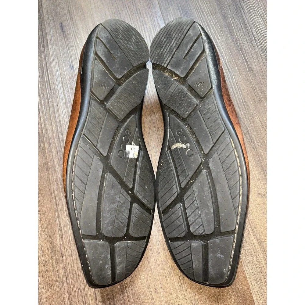 Ecco Brown Leather Woven Slip On Dress Shoes Men’s Size 44 US 10-10.5